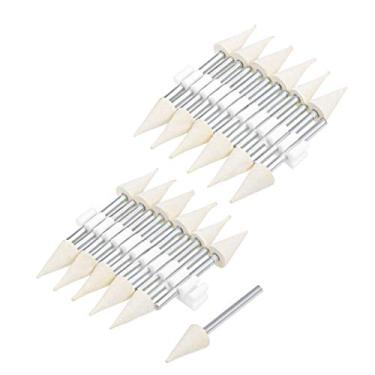 Imagem de uxcell 8 mm Pontas de feltro de lã montadas Pontas de polimento cônico Bits Burrs Buffing Wheels 2 Conjunto