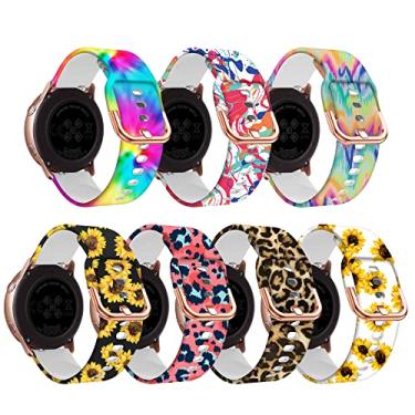 Imagem de Substituição compatível para Samsung Galaxy Watch 42 mm/Active 2 40 mm 44 mm/Active 40 mm pulseiras, 20 mm de silicone impressão moderna pulseira de substituição para Galaxy Watch Active2/Gear S2 Classic/Gear Sport
