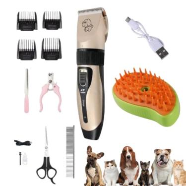 Imagem de Kit Tosa Pet + Escova a Vapor para Cães e Gatos | Máquina Silenciosa Sem Fio com Acessórios + Escova com Vapor Quente | Remove Pelos, Desembaraça e Hidrata | Ideal para Banho e Cuidados - Linha Premium