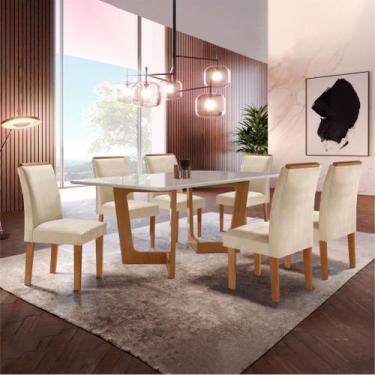Imagem de Conjunto Sala de Jantar Nápoles Tampo Vidro/mdf com 6 Cadeiras Luísa S