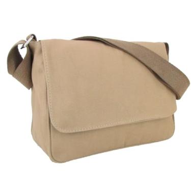 Imagem de Bolsa Carteiro Pasta Transversal De Ombro Tiracolo Média em Lona Masculina Feminina (Marrom-claro)