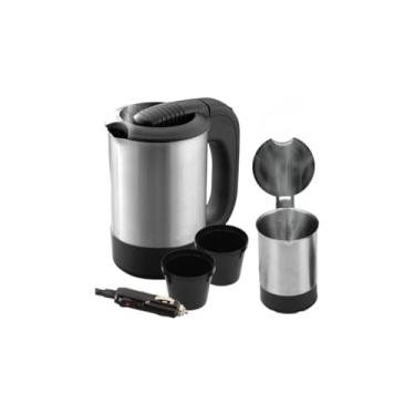 Imagem de Chaleira Portátil Compacto Eletrica Automotivo Residencial Inox 12v Carro 110 Casa Café Quentinho