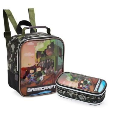 Imagem de Kit Lancheira Térmico e Estojo Escolar Infantil Gamecreft
