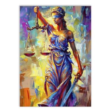 Imagem de Placa Decorativa Deusa Themis Justiça Direito Pintura Cores Decoração Poster Quarto Sala
