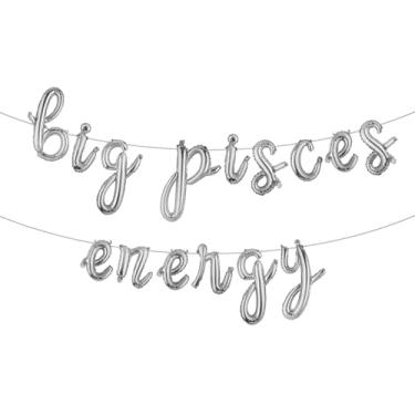 Imagem de Faixa multicolorida de balões de energia de Peixes, decorações de festa de aniversário, aniversário de peixes, letras de 40,6 cm, aniversário de 21 anos, aniversário de 30 anos (L BIG PISCES ENERGY