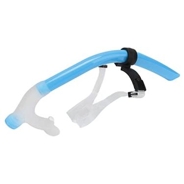 Imagem de lyrlody Forma de Tubo Hidrodinâmico, Snorkel de Natação de Design Portátil para Natação de Colo, Bocal de Silicone Macio para Crianças Adultas para Snorkeling e Mergulho, Lanchonete (Azul -celeste)