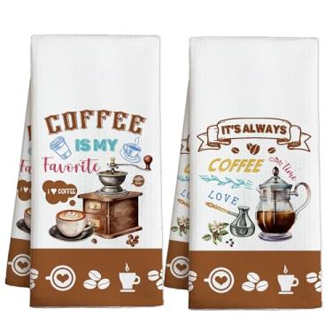 Imagem de Conjunto de 2 toalhas de cozinha com tema de café, 40,6 x 61 cm, It's Always Dish Tool, Coffee is My Favorite, pano absorvente de secagem rápida, pano de prato de chá, melhores presentes ideais para