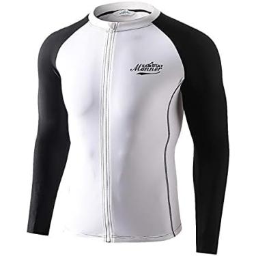 Imagem de Camisas De Natação Masculinas, Upf 50 Camisa De Natação De Manga Comprida De Secagem Rápida, Camisas De Surf Aquático Uvspf, White, XL