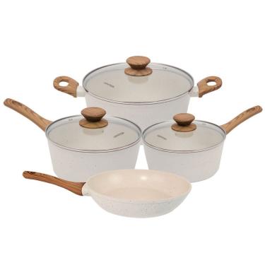 Imagem de Conjunto De Panelas Indução Revestimento Cerâmica Style Cook Mármol 4 Peças - Mimo Style