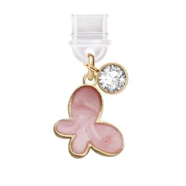 Imagem de ELISE & FONDA TP747 porta de carregamento tipo C plugue antipoeira pequena borboleta pingente de celular para iPhone 15/16/Samsung/OnePlus/Xiaomi/oppo telefones Android (rosa)