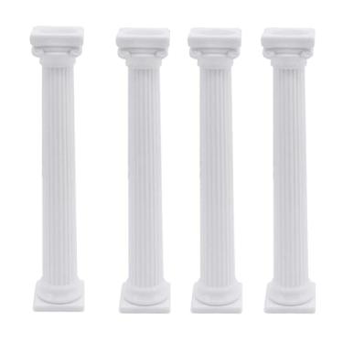 Imagem de 4 peças de suporte de bolo de coluna romana em camadas de plástico branco, hastes separadoras de 17,5 cm, ferramentas de decoração de bolos multicamadas para construção de bolos em camadas e