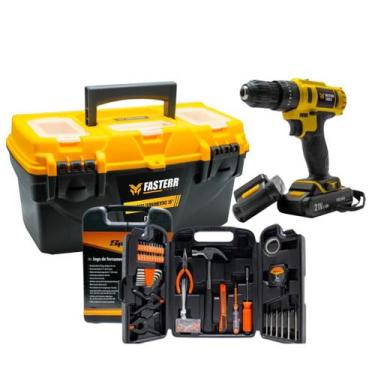 Imagem de Kit Parafusadeira Furadeira de Impacto 21V com Jogo De Ferramentas 129