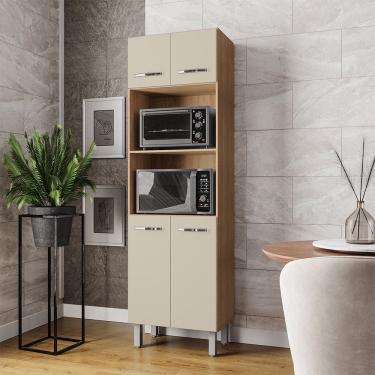 Imagem de Armário Paneleiro Mara Para Cozinha Com 04 Portas Savana Off White Moblis