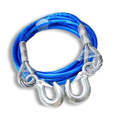 Imagem de KIMISS Cabo de Reboque de Arame de Aço Pesado Com Corda de Guincho Com Gancho de Gancho de Borracha para o Caminhão SUV UTV UTV Linha de Aço de Substituição (4m/13,1ft 5 toneladas)