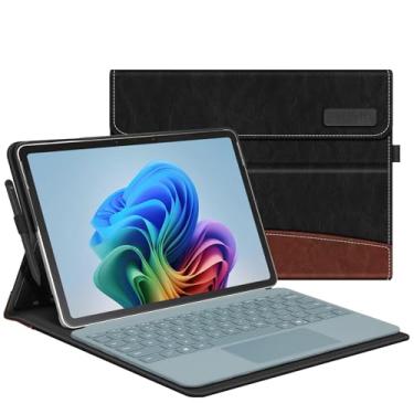 Imagem de Fintie Capa para Microsoft Surface Pro 12 polegadas 1ª edição (2025), carteira de visualização de vários ângulos com bolso e suporte de caneta, compatível com teclado tipo capa (preto/marrom)
