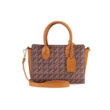 Imagem de Bolsa de Mão Feminina Média Monograma BG Marrom - Bagaggio, M, Marrom