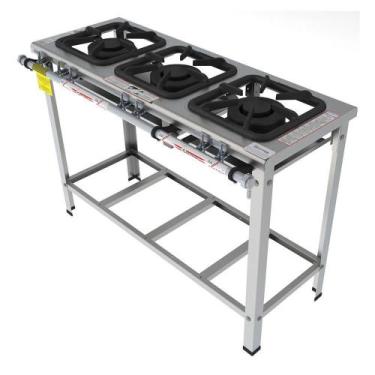 Imagem de Fogão Industrial Inox Gastromaq 3 Bocas Linha Dupla FGI303LD