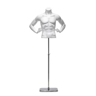 Imagem de Exercícios musculares em torso de manequim masculino, altura ajustável de 31-59 pol., base de metal removível