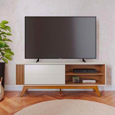 Imagem de Rack para Sala Bancada de TV 60'' 1 Porta Ripado Tarsila Off Matte/Fre