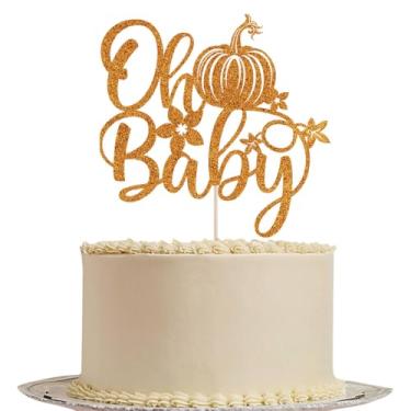 Imagem de Topo de bolo feliz dia de ação de graças, chá de bebê de abóbora/colheita de outono/bordo/decoração de festa tema de ação de graças suprimentos (Oh baby-1)