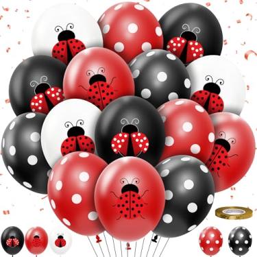 Imagem de HYOWCHI Ladybug Party Balloons Decorations Supplies, 50Pcs Disposable Red Black Polka Dot Ladybug Latex Balloons for Bug Theme Birthday Baby Shower, Insect Spring Garden Party