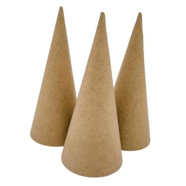 Imagem de Baoblaze 3 peças de cones de papel machê com fundo aberto, cones de papelão para artesanato, decoração de scrapbooking, chapéus de festa e enfeites, 15cm