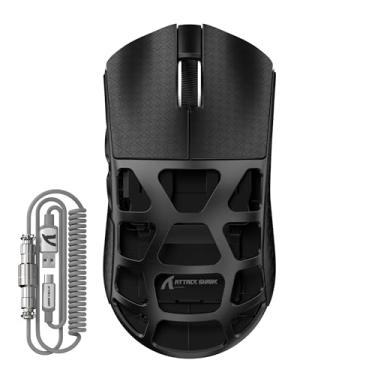 Imagem de FELICON Mouse para jogos sem fio Attack Shark R3, PAW3395 Taxa de retorno de até 26K DPI 8KHz, liga de magnésio 46G, design oco ultraleve, 5 botões programáveis, mouse para jogos de computador - preto