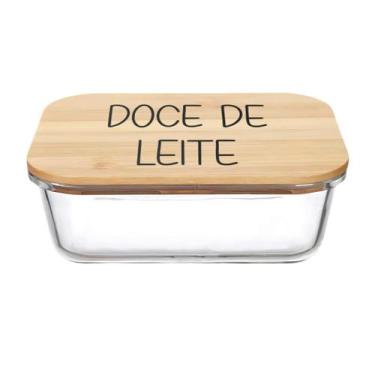 Imagem de Pote Hermético Vidro e Tampa de Bambu (600 ml) Doce de Leite - Lehavi,