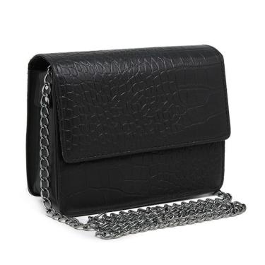 Imagem de Bolsa Croco Feminina com Alça de Corrente e Alça de Mão Tendência para o Dia a Dia e Festa