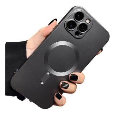 Imagem de Capa Case Fosca Emborrachada Anti-Impacto Compatível Com Carregamento Magnético Para iPhone 14 Pro Max (Grafite)
