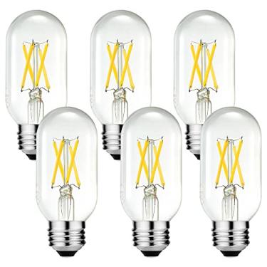 Imagem de LiteHistory Lâmpada E26 Edison Equivalente 6W E26 Lâmpada LED 60 Watt Lâmpada LED Neutro Dimmable 4000K E26 AC120V 600lm Tubular T14 T45 Lâmpada LED para pingente, Sputnik, penteadeira, lustres