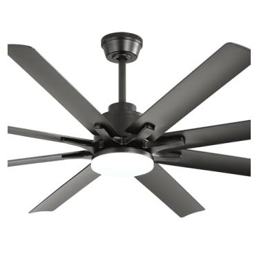 Imagem de Sofucor Ventoinhas de teto inteligentes de 167 cm com luzes, ventilador de teto interno/externo com luz e controle remoto, compatível com Alexa/Google/App, motor CC reversível, luz de ventilador de