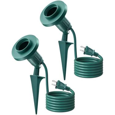 Imagem de SURAIELEC Suporte de holofote para ambientes externos, holofotes à prova d'água com soquete E26, luzes de estaca de inundação para quintal, casa, árvore, serve para lâmpadas PAR38, cabo de extensão de