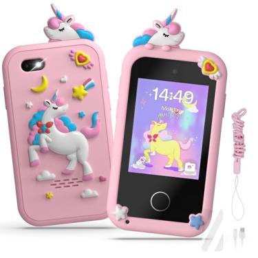 Imagem de Brinquedos de smartphone para meninas, presentes de aniversário de Natal para meninas de 3 a 10 anos, brinquedos para telemóvel com ecrã táctil de 2,8 polegadas, 20 jogos de aprendizagem