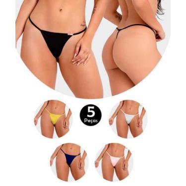 Imagem de Kit 5 Calcinha IMI Lingerie Tanga Fio Dental Em Microfibra Giuliana So