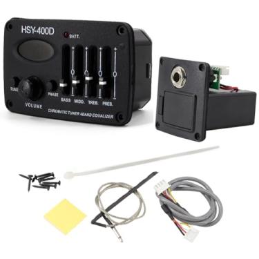 Imagem de Hsyok Captador Para Violão Acústico - Pré-Amplificador De Equalização 4 Bandas Com Piezo E Tela Lcd (Hsy-400D)