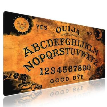 Imagem de Knseva. Mouse pad XXL estendido (80 cm x 40 cm) - Quadro Ouija vintage com design clássico, acessórios de escritório extragrande, tapete de mesa antiderrapante costurado premium