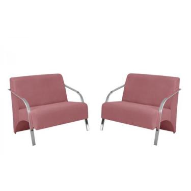 Imagem de Kit 2 Poltronas Namoradeira 2 Lugares Vênus Braço Alumínio D Salla Sue
