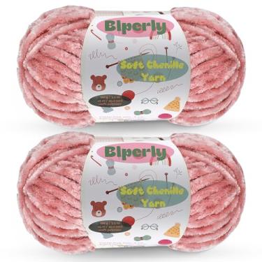 Imagem de 2 novelos de fio de chenille fofo para crochê - fio de veludo grosso para cachecóis, xales, cobertores de bebê, chapéus, brinquedos de pelúcia, cada novelo de 50 m, 99 g (rosa pêssego)