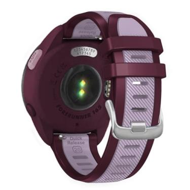 Imagem de Pulseira de relógio para Garmin Forerunner 165/55/245/645, Vivoactive 5/3, Vivomove Style/Luxe/HR/Sport - Pulseira de substituição de silicone macio de liberação rápida de 20 mm (roxa/vermelha)