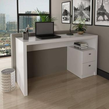 Imagem de Escrivaninha Branca com 2 Gavetas 135x74cm ME4130 Branco