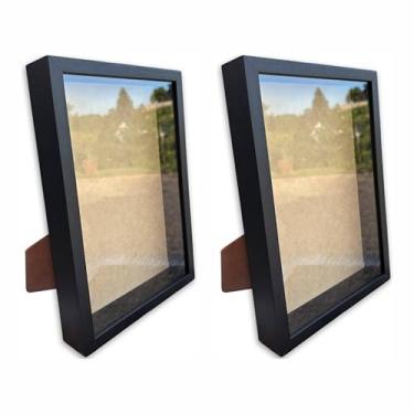 Imagem de Kit 2 Molduras Caixa Alta Revestida com Vidro Expositora Bordados Quadros Quilling Scrapbook Com Suporte 20x30-1,5x4,5