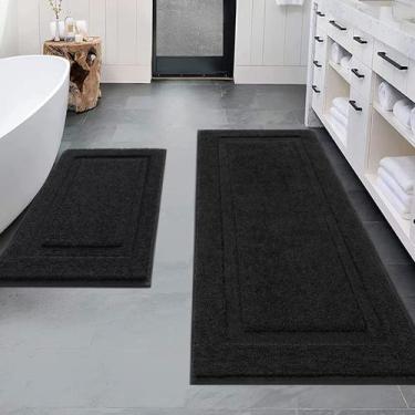 Imagem de Tapetes Bathroom Runner SHACOS Super Soft Black, conjunto de 2
