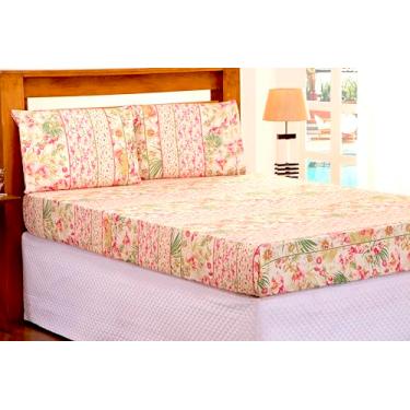 Imagem de Jogo de Lençol 3 Pçs Simples com Elástico Casal Queen Estampado Microfibra Diversos (Foto com Estampa Ilustrativa)