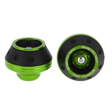 Imagem de A ABSOPRO Moldura de garfo dianteiro para motocicleta, proteção contra queda, protetor de colisão de roda, scooter, ciclomotor, liga de alumínio, verde, 2 peças
