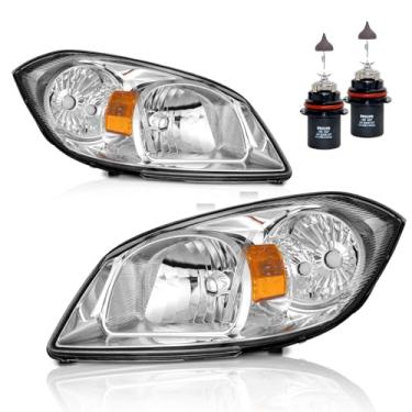 Imagem de Vizotae Conjunto de faróis para substituição de farol de halogênio Chevy cobalto 2005-2010, farol alto/baixo com lâmpadas, lado do motorista e do passageiro