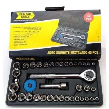 Imagem de Jogo de Soquetes 40 Peças com Maleta – Aço Carbono Resistente, Encaixe Preciso, Ideal para Reparos Automotivos, Mecânica e Uso Profissional