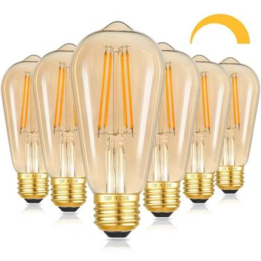 Imagem de Lâmpadas LED Kondras 7W reguláveis de vidro âmbar ST58, pacote com 6