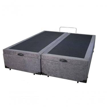 Imagem de Cama Box Baú Queen Bipartido Suede Cinza 42x158x198