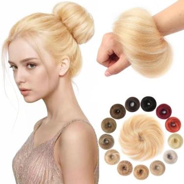Imagem de Peça de cabelo Messy Bun KISANOF 100% real para cabelo humano morango